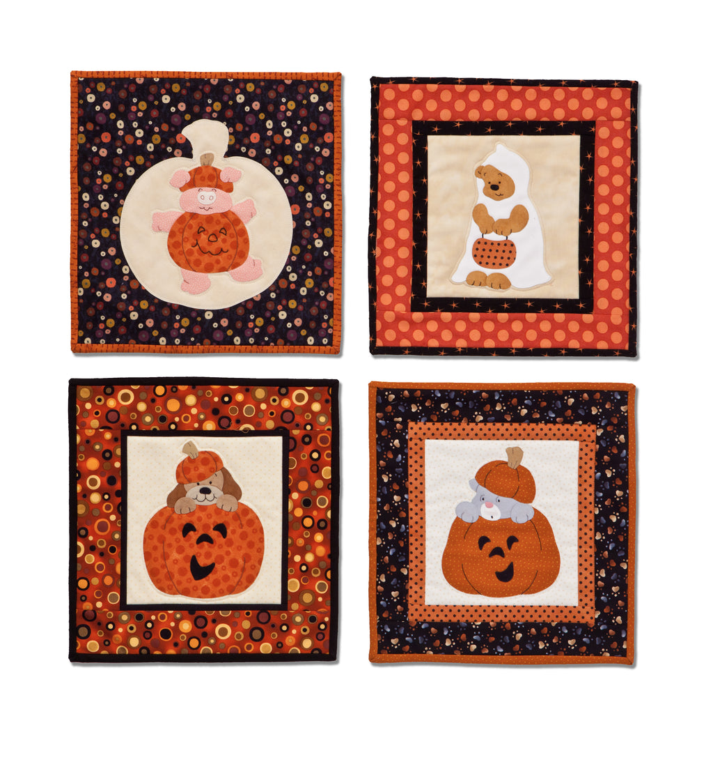 Critter Halloween Finished Quilt: "4 Small Wall Hangings"