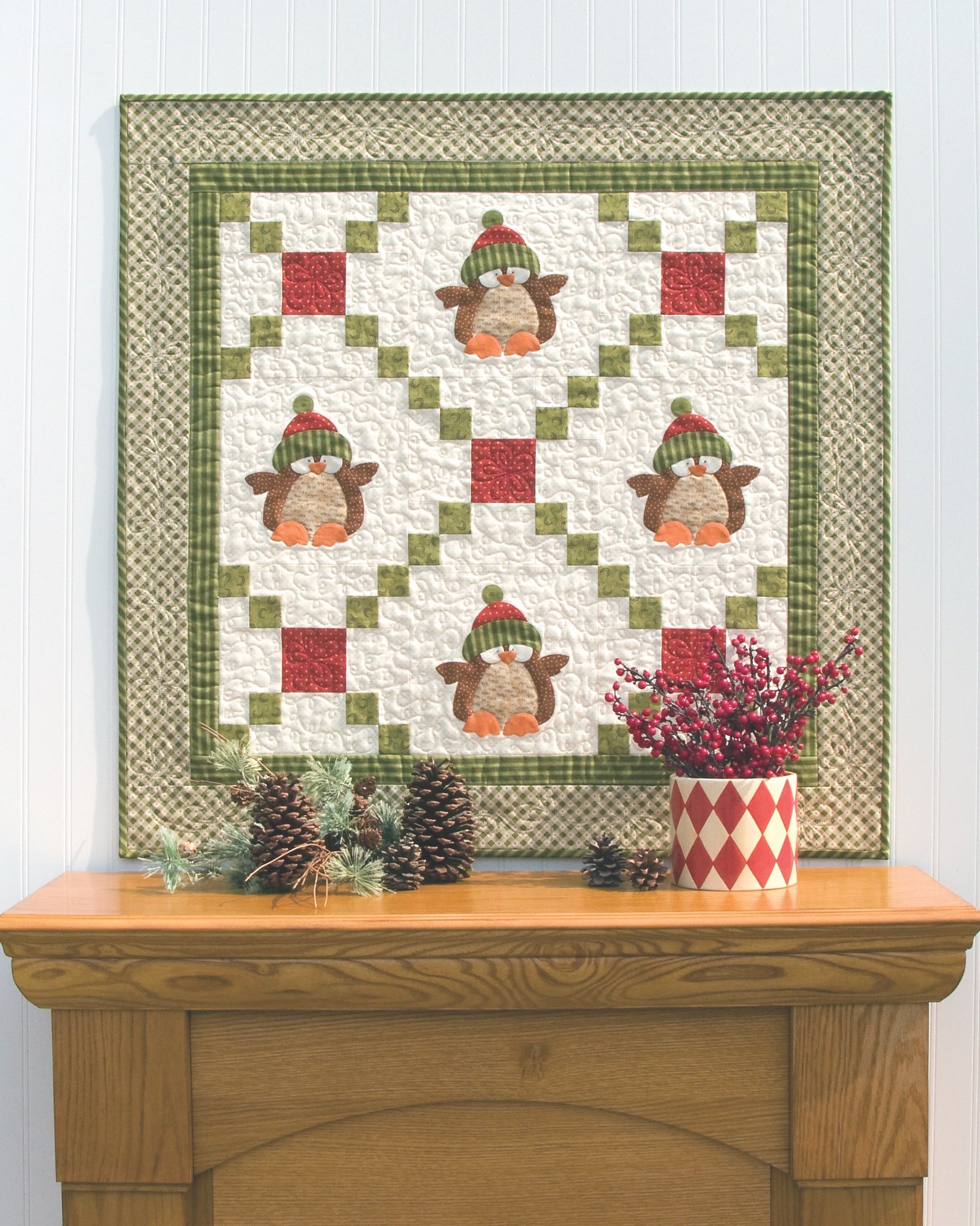 Critter Christmas Finished Quilt: "Happy Hoolidays"