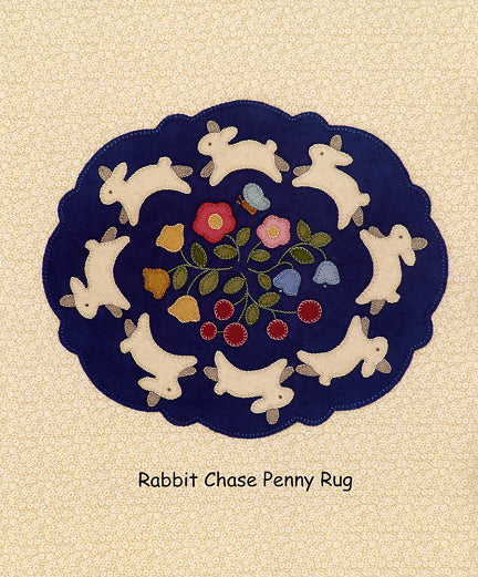 Bless the Beasts and the Children Finished Quilt: "Rabbit Chase Penny Rug"