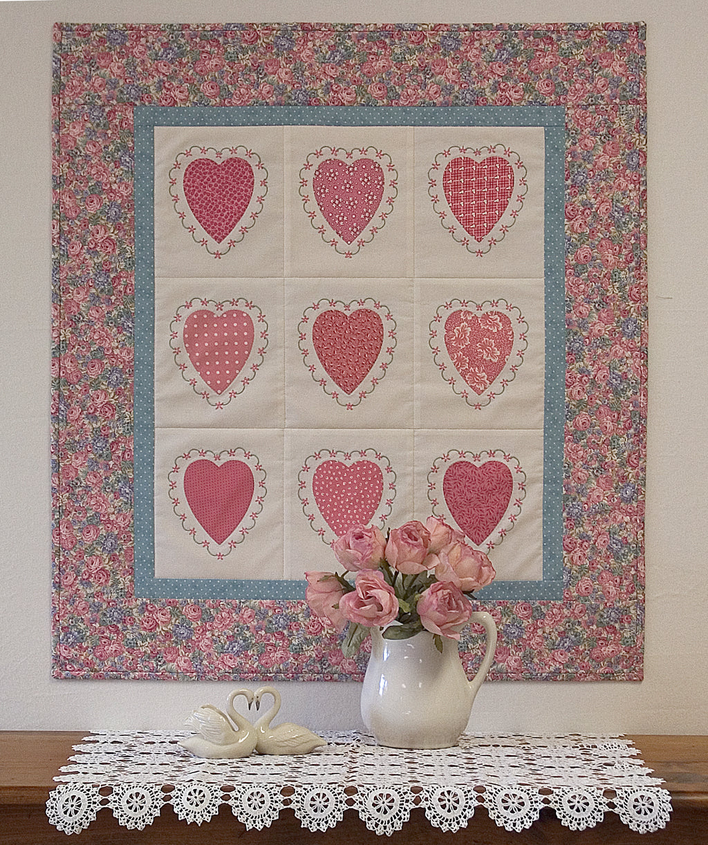 Holiday Scrapbook Finished Quilt: “Sweet Hearts Wall Quilt"