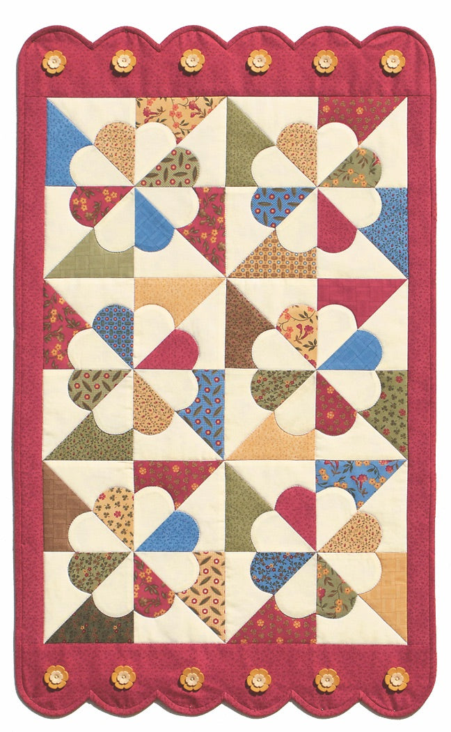 Pinwheel Posies Table Runner Finished Quilt